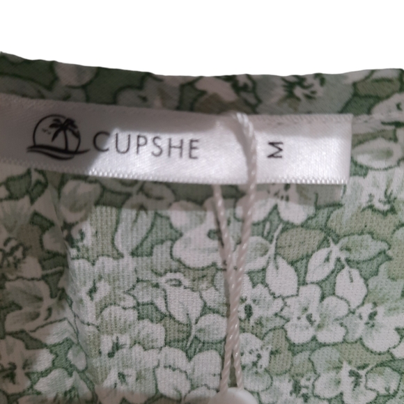 Cupshe Green & White Faux Wrap Dress NWT - Picture 4 of 8